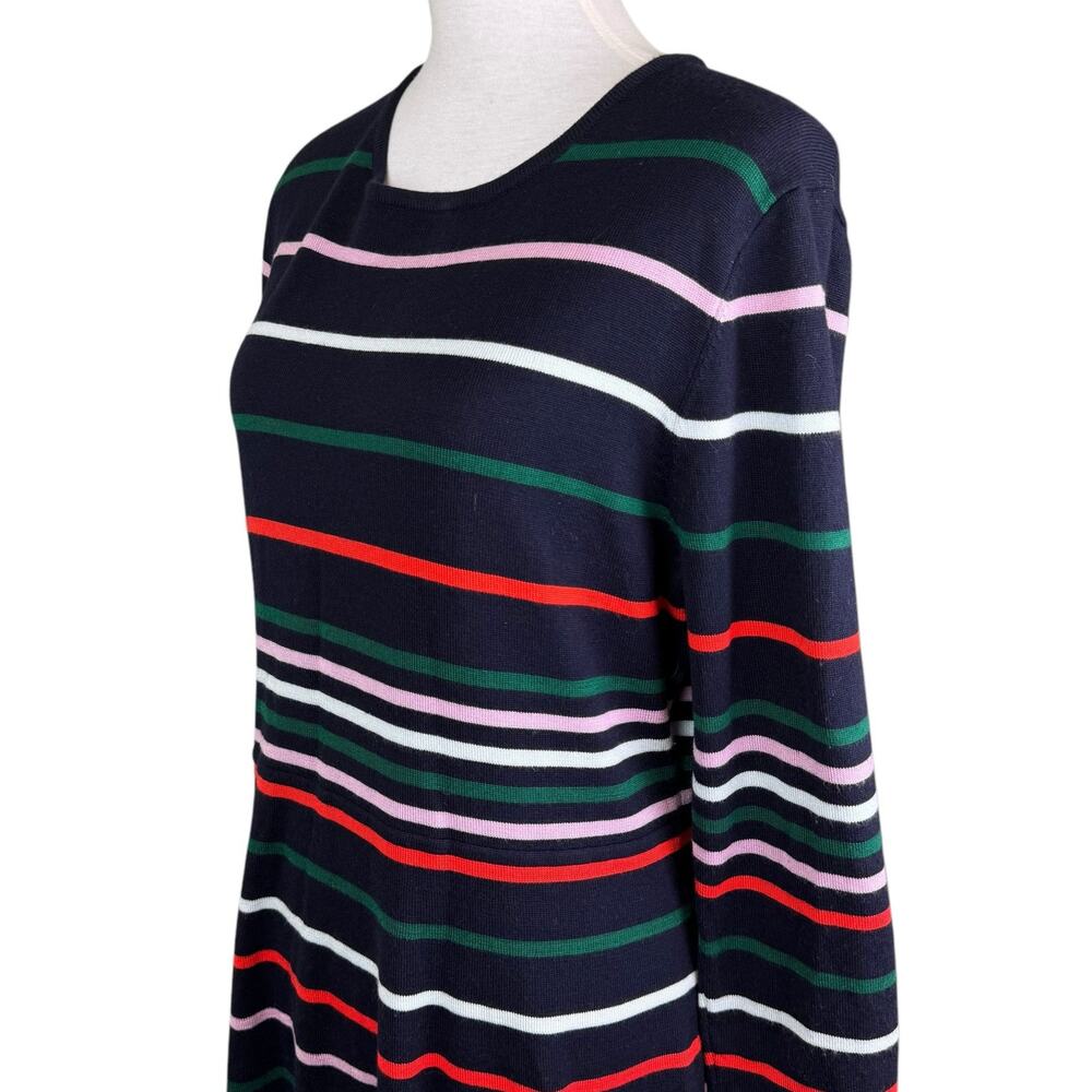 Vince Camuto Ottoman Dark Navy Multi Color Stripe 3/4 Sleeve Knit Sweater Dress - Picture 7 of 13